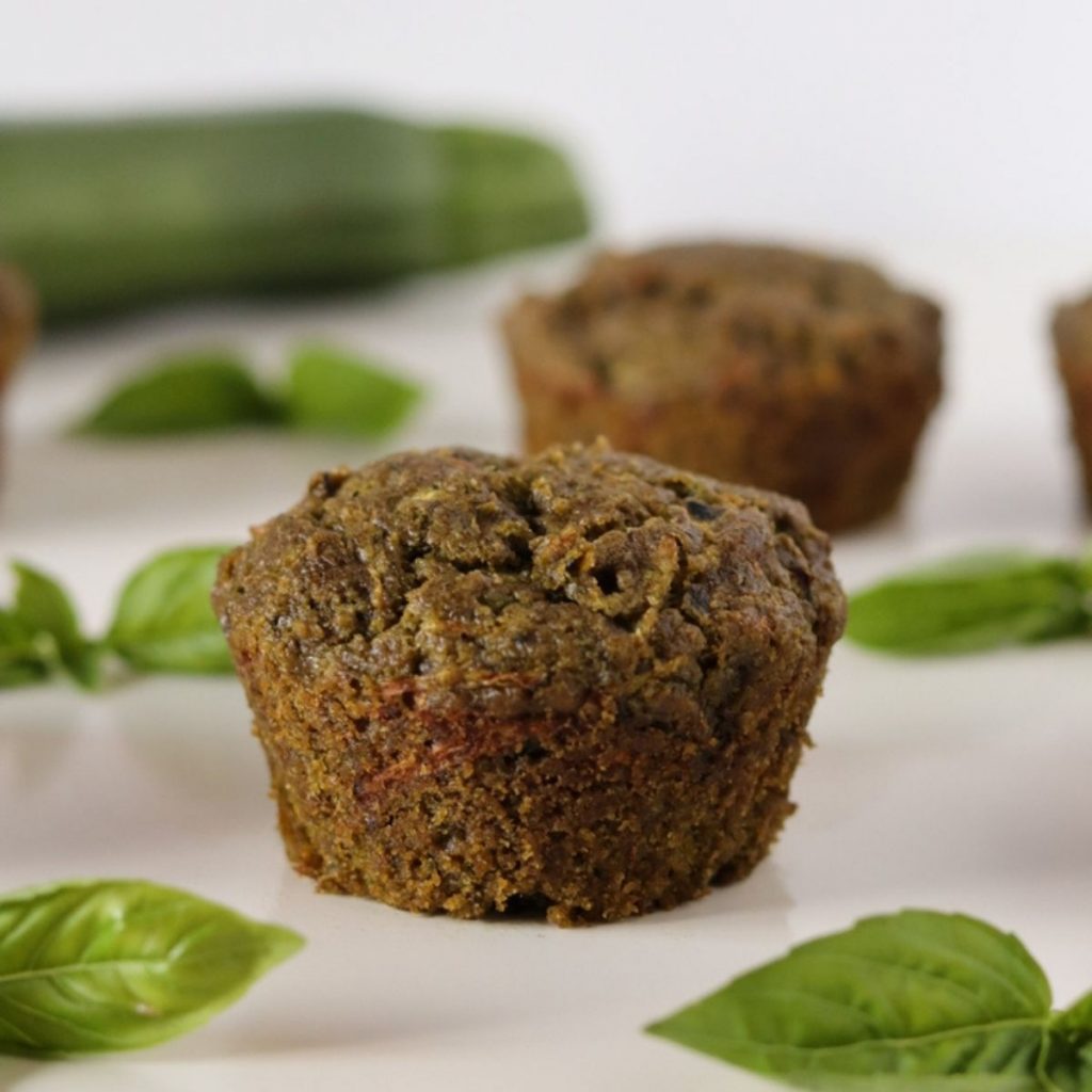Muffins Courgette et Pesto (sans gluten, sans lactose, vegan)