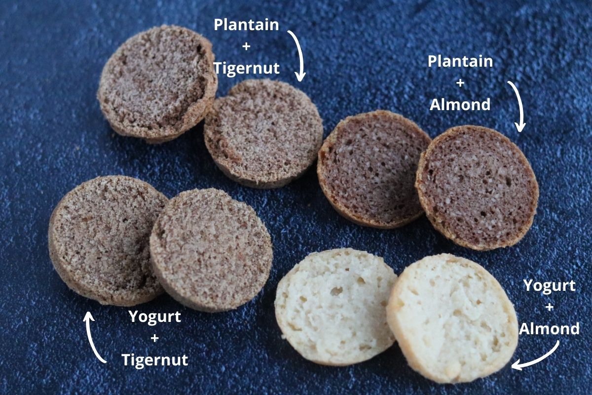 the 4 versions of gluten free biscuits made with this recipe