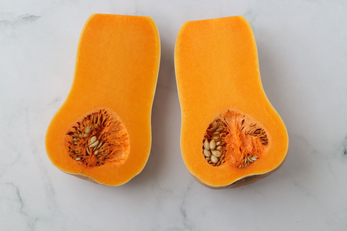 2 halves of a butternut sqaush