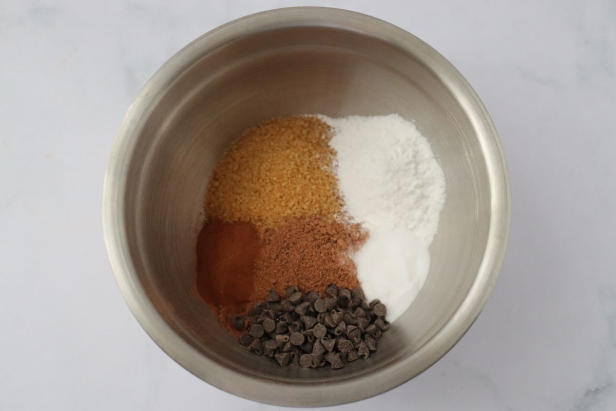all the dry ingredients in a mixing bowl before being mixed