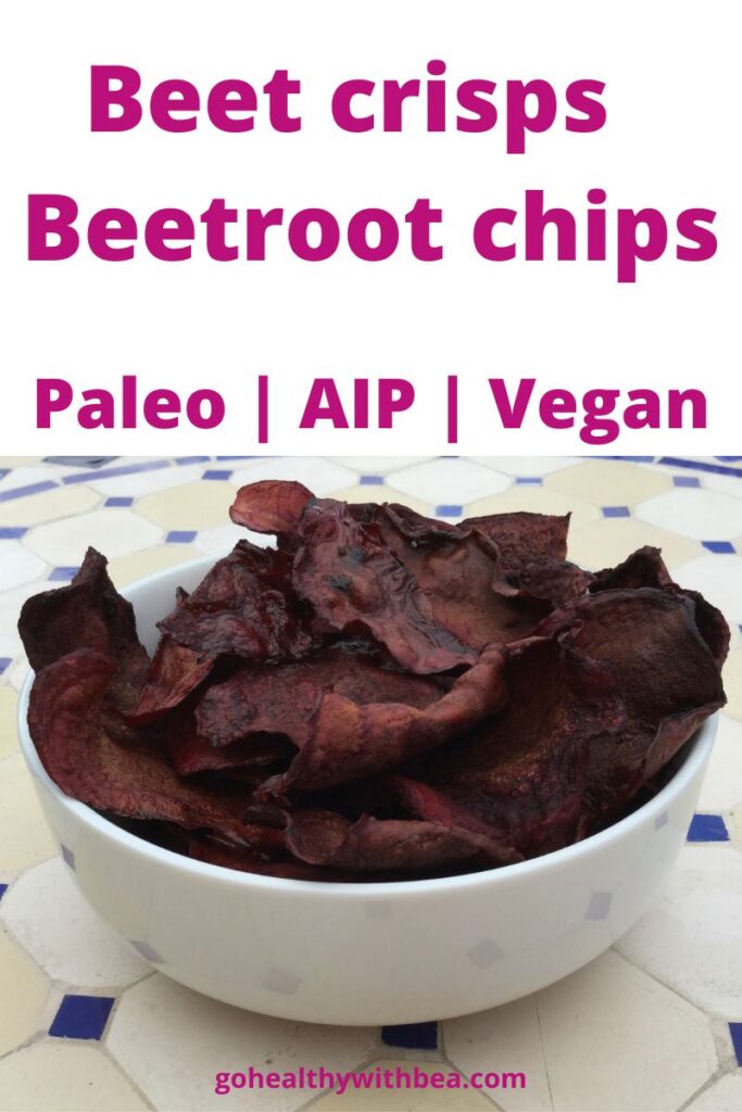 a graphic with a picture of beetroot chips and a text overlay with the title
