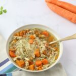 Une assiette de soupe de poulet aux vermicelles.