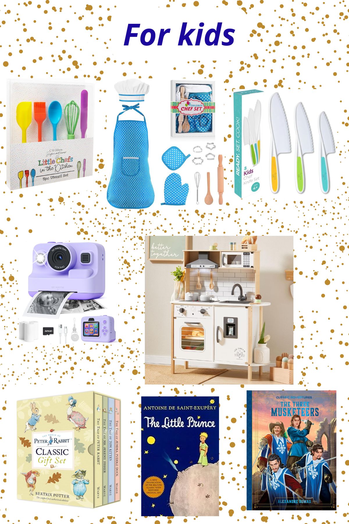 A collage of gift ideas for kids.
