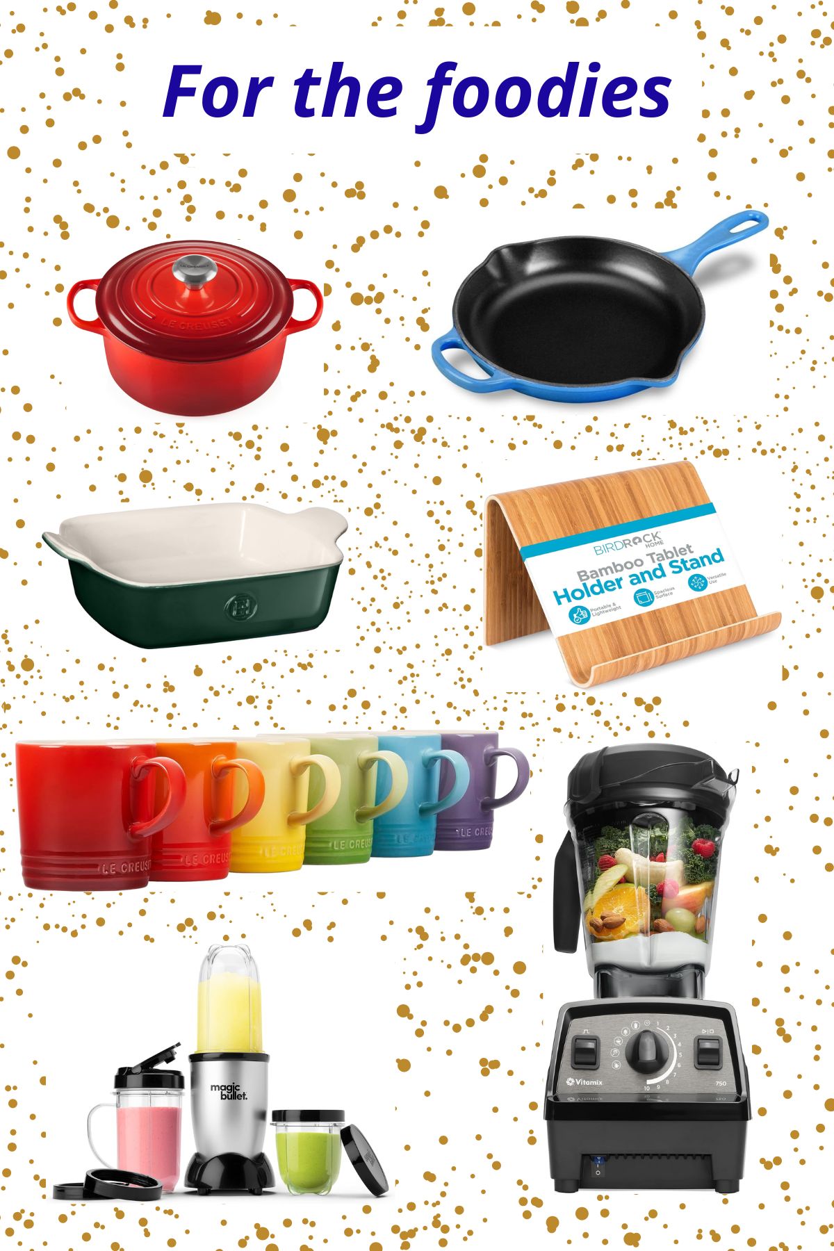 A collage of gift ideas for foodies.