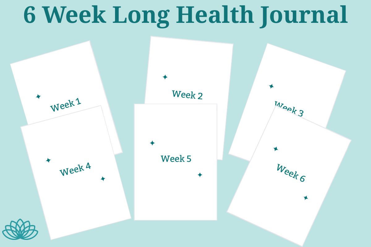 A collage made with some pages of a holistic health journal.