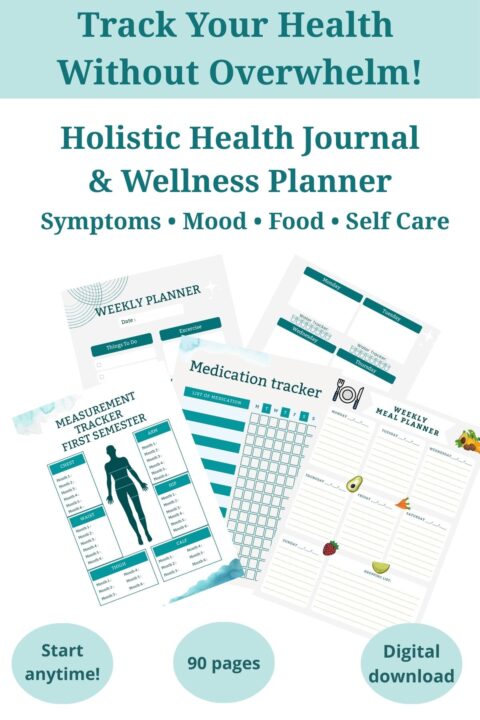 A collage made with some pages of a holistic health journal.