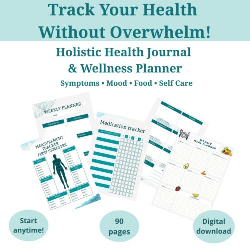 A collage made with some pages of a holistic health journal.