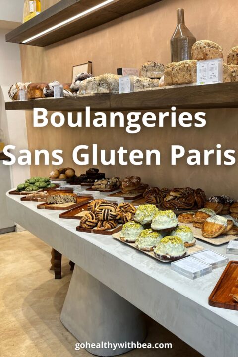Photo de l'intérieur d'une boulangerie sans gluten avec le titre Boulangeries Sans Gluten.
