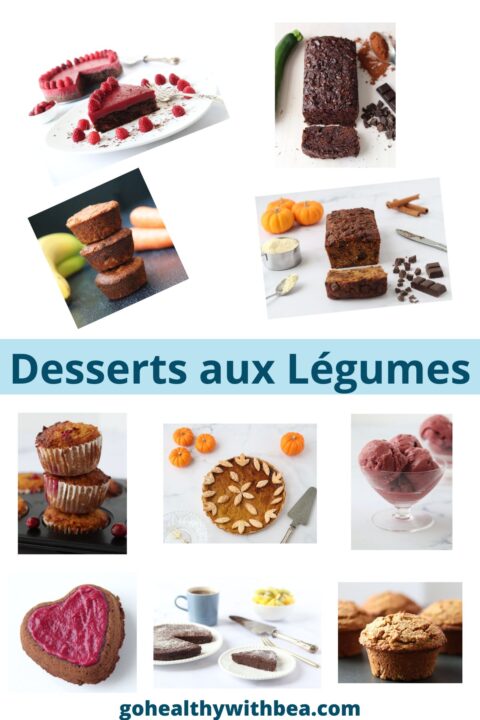 Collage de 10 photos de desserts aux légumes.