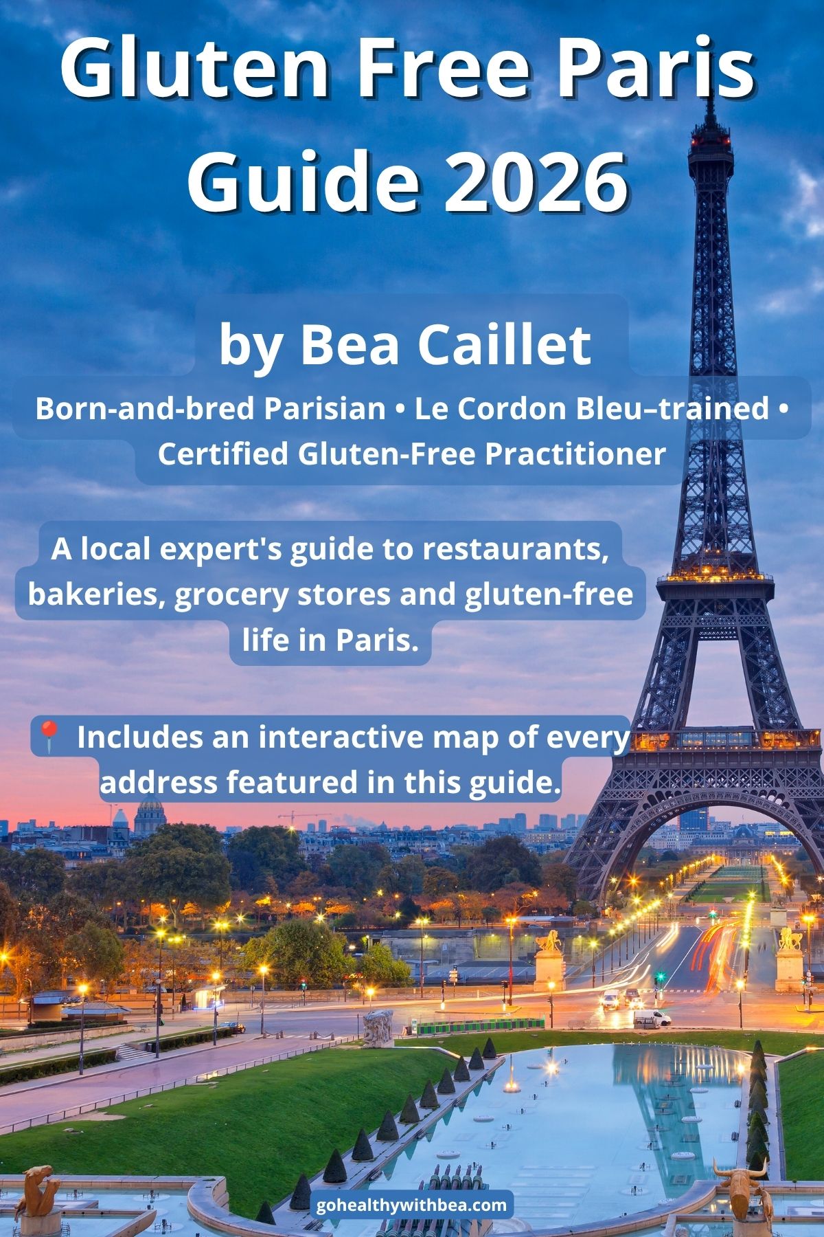 Cover of gluten free Paris guide 2026 by Bea Caillet.